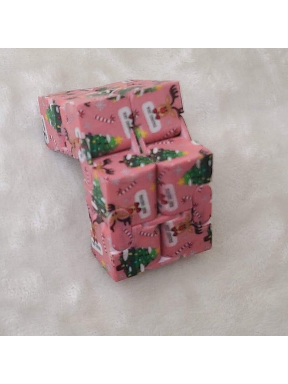 Christmas Infinity Cube Fidget Toy Holiday Sensory Magic Folding Cube Pink - Picture 4 of 6